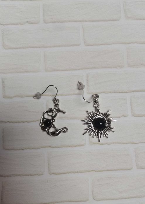 Piękne kolczyki: księżyc i słońce (boho, vintage, alternative)