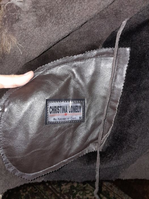 Натуральна дублянка з хутром єнота/ натуральня дубленка с мехом енота