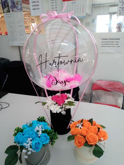Balon przezroczysty transparentny 45cm z patykiem 10szt