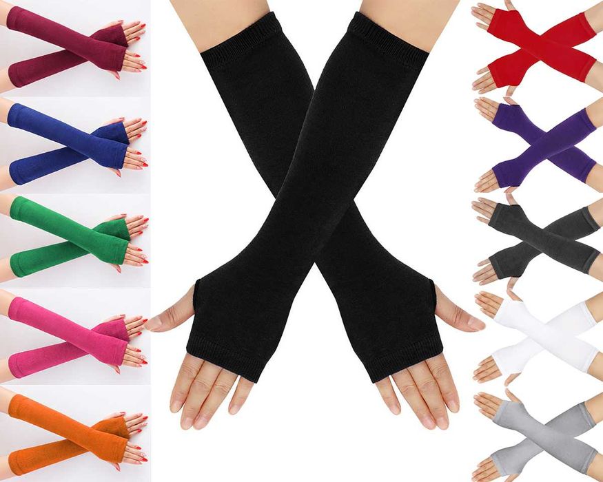 Митенки чорні однотонні рукавички без пальців мітенки 30см кей поп