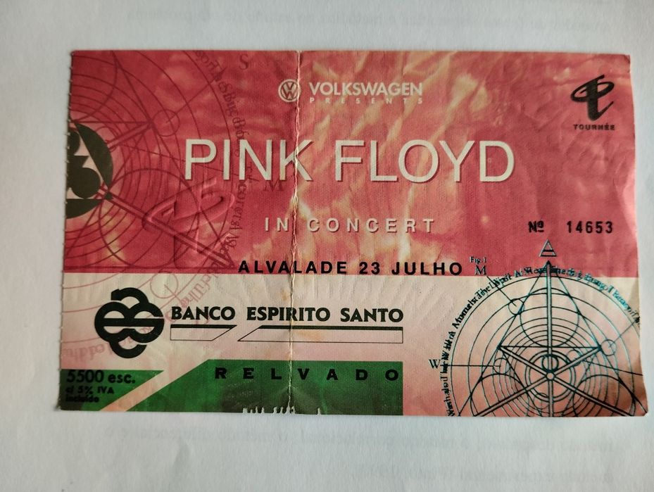 Bilhete concerto dos Pink Floyd Portugal 1994