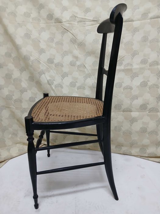 Cadeira Preta Palhinha - Campanino Chiavari - Fratelli Levaggi 1950