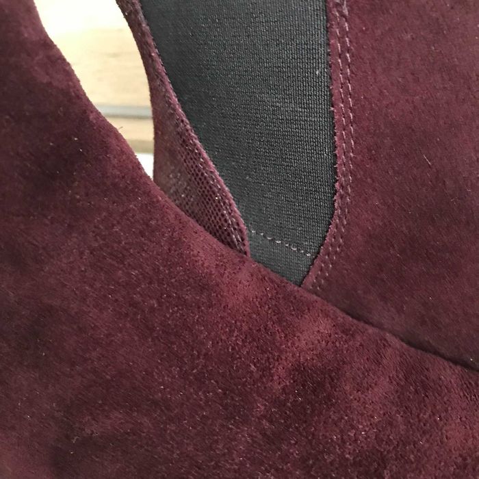 Bordowe, zamszowe sztyblety/botki Lasocki; rozmiar 35