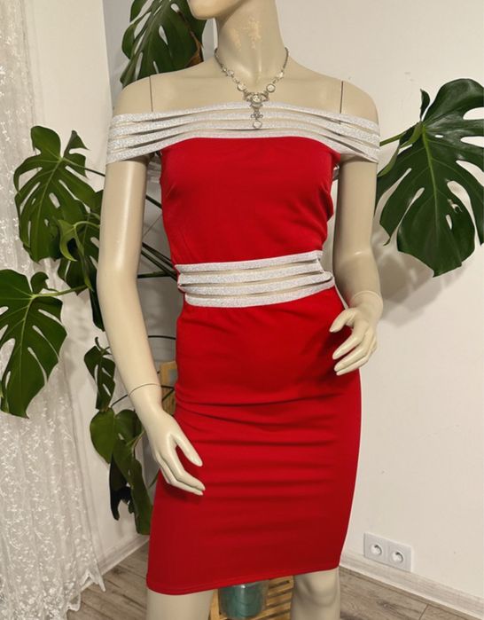 Czerwona sukienka midi hiszpanka r. 36 Lustre – zmysłowa, na imprezę