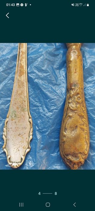 Stare sztućce 2 sztuki nóż i widelec KLOMAN ALPACCA HROM