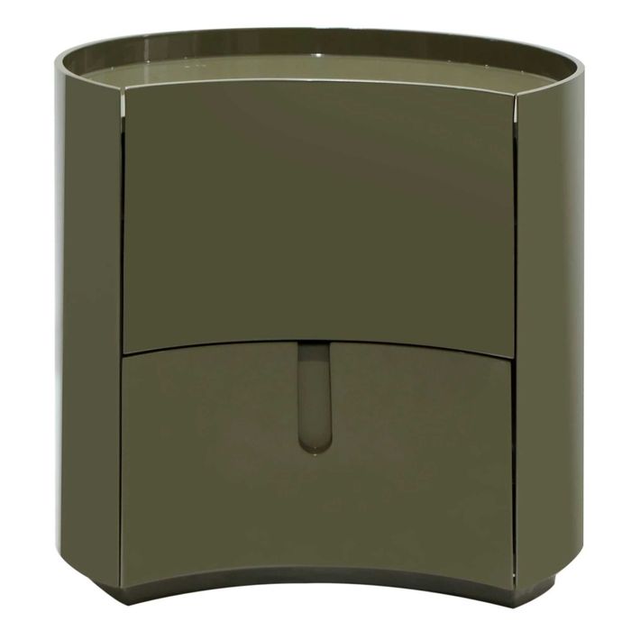 ZZ2315 - Vena, Szafka nocna z szufladami, zielona/szara, zaokrąglona