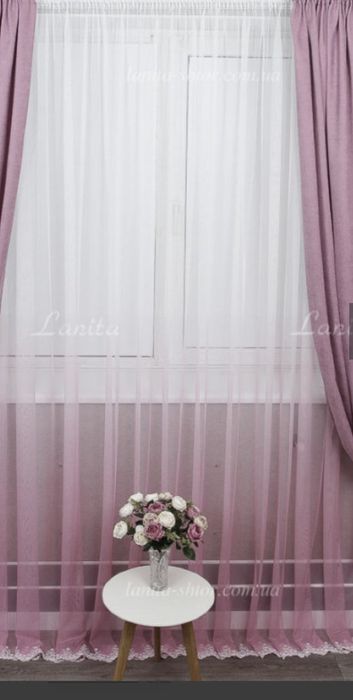 Тюль грек фатин омбре з вишивкою