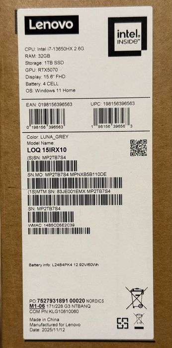 Топовый игровой Lenovo-LOQ-15 (i7-13650HX/RTX5070-8Gb-115W)