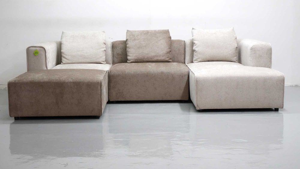 TDL Narożnik modułowy PROMOCJA  beżowo czekoladowe puzzle kanap sofy