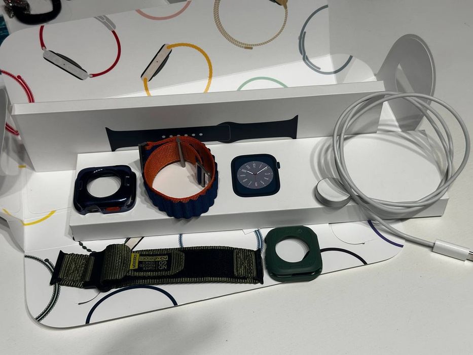 Apple Watch S 8 GPS 45 mm | bez rys  82% pelny komplet
