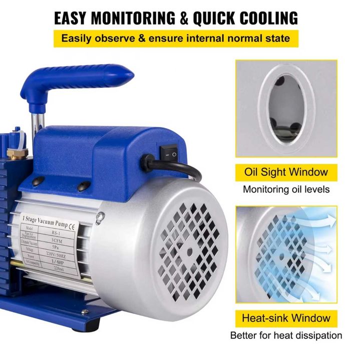 Bomba de vácuo 3cfm e 1/4 HP nova