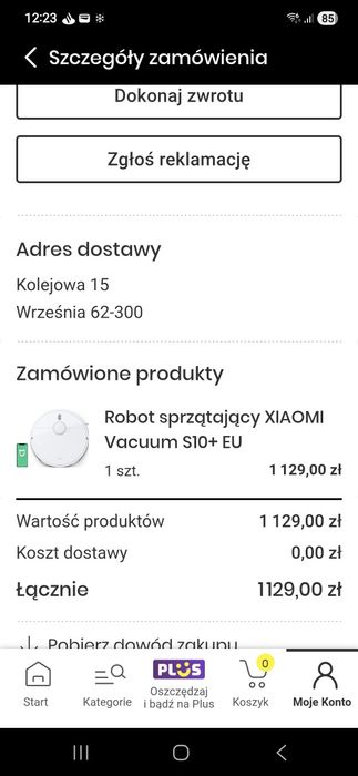Robot sprzątający Xaomi s10 plus