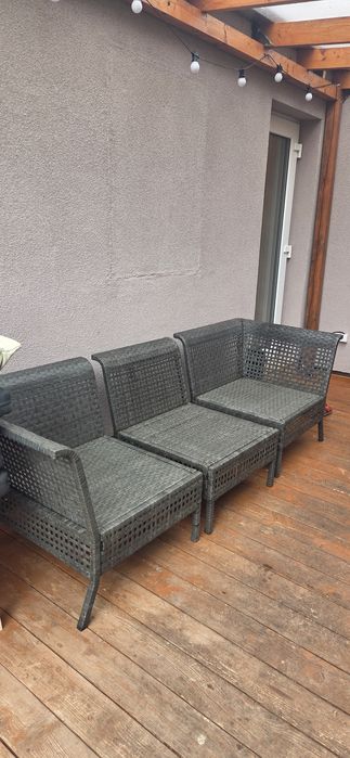 Kanapa modułowa ikea rattan taras poduszki