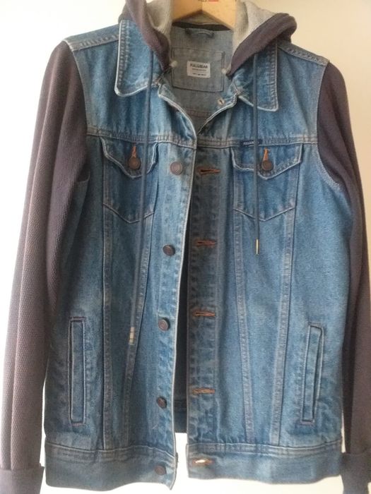 Blusão de ganga com mangas de malha