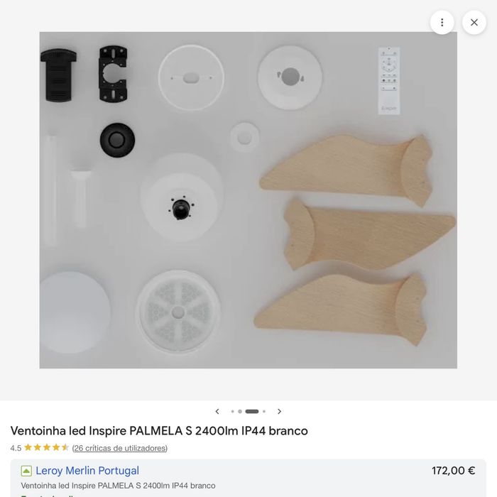 Ventoinha de teto com luz LED IP44 em excelente estado