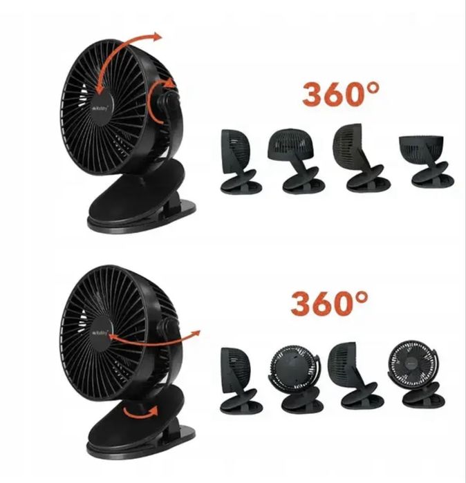 Вентилятор бездротовий USB Настільний Із затисками Ruhhy 25567