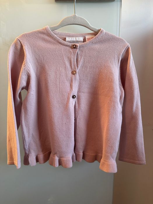 Sweterek Zara dziewczęcy róż kardigan 92