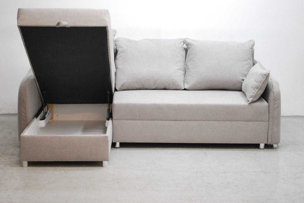 OJR DESIGN NOWOCZESNY NAROŻNIK z f.spania + pojemnik, okazja, salon