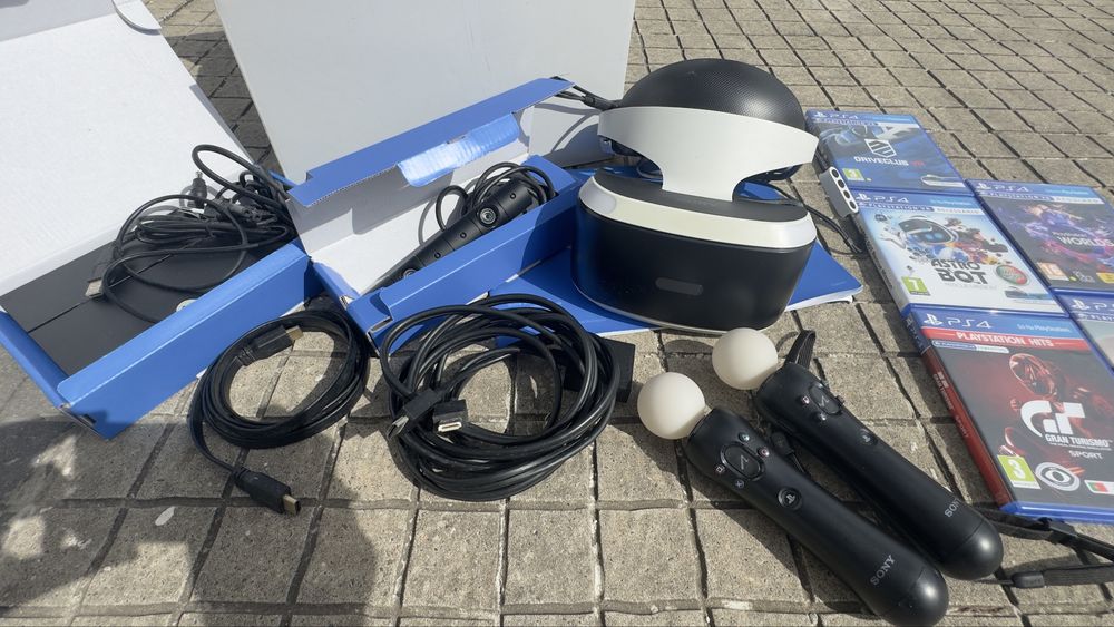 Pack PlayStation VR (PSVR) v2 + 2 Comandos PS Move + Câmara + 5 Jogos + Caixa Original