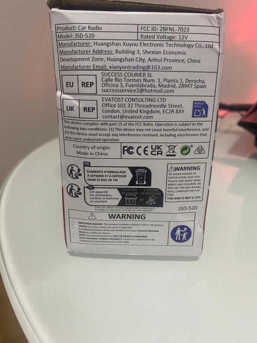 Autorádio Bluetooth novo em caixa