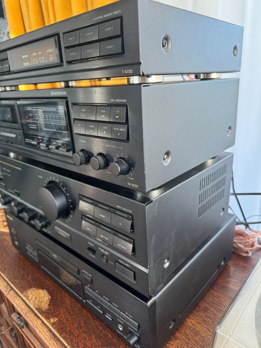 Wieża vintage Onkyo 3 segmenty kolumny Fischer Piękny sprzęt