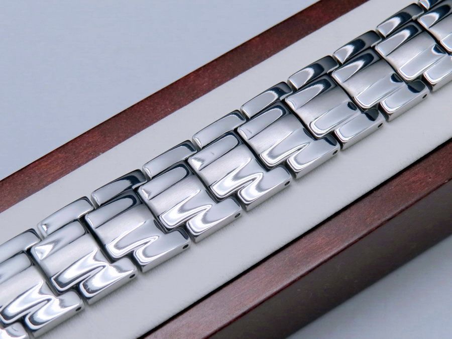 Srebrna ZDROWOTNA bransoleta męska MAGNETYCZNA DUŻA MOC ! Szeroka !