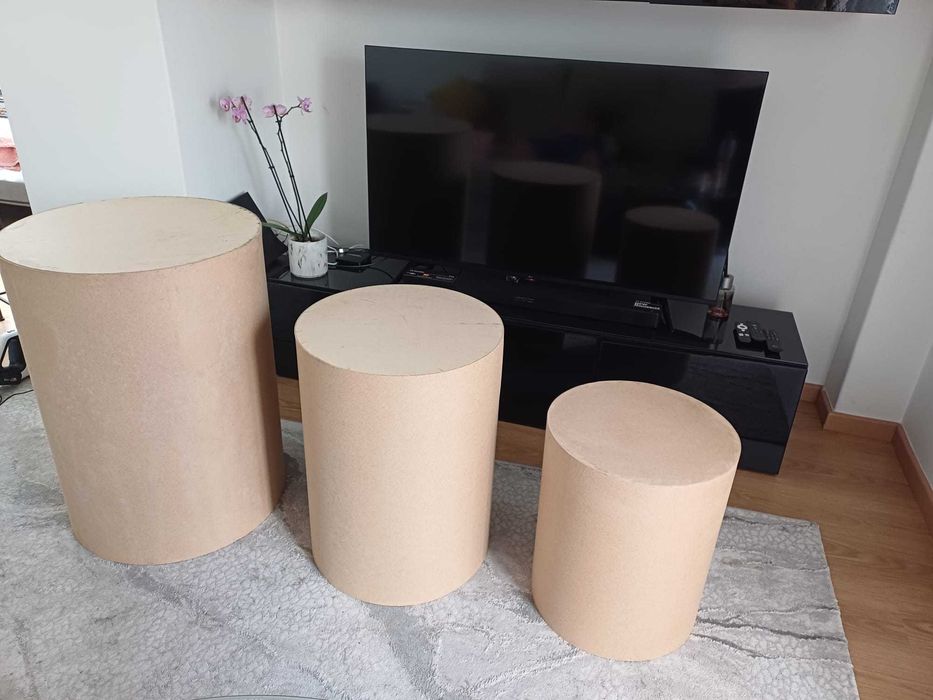 Conjunto 3 Mesas Cilíndricas para Decoração/Eventos