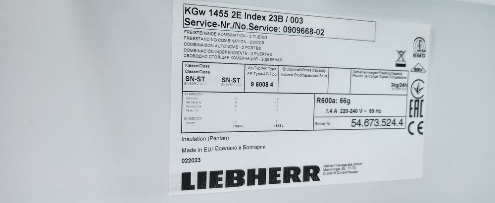 Lodówka Liebherr KGW 1455 2E nowa na Gwarancji