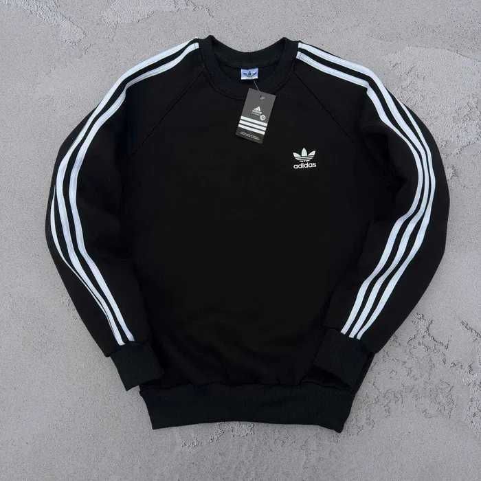 Толстовка зимняя мужская Adidas теплая кофта свитшот на флисе адидас