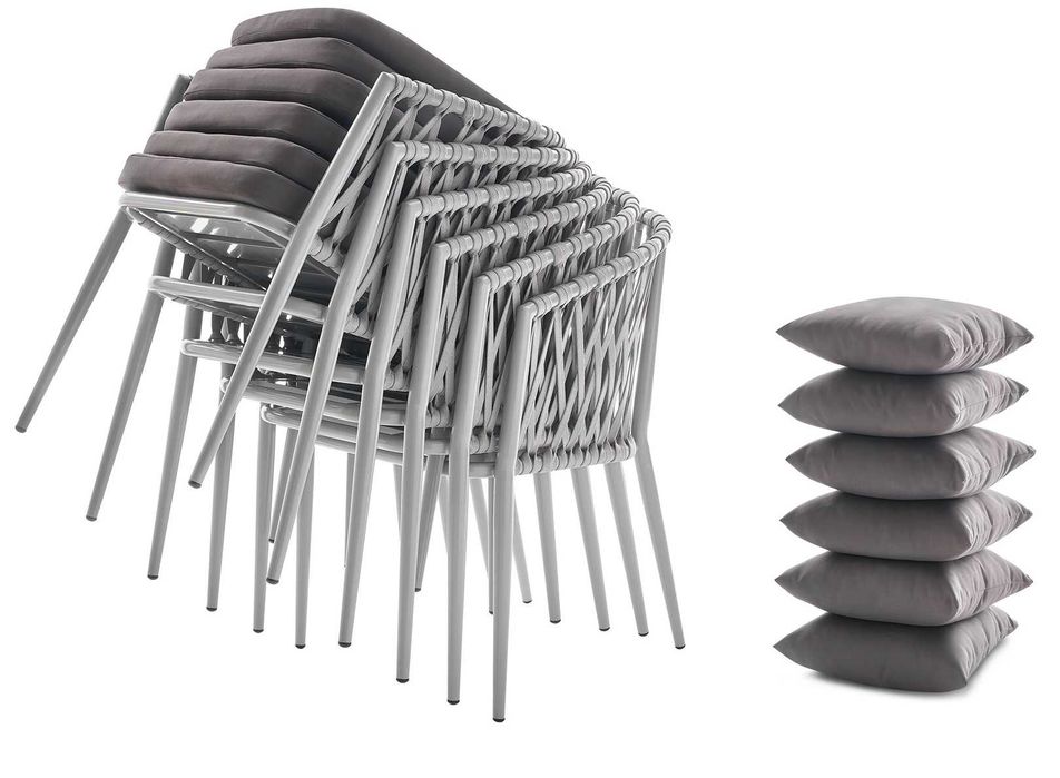 Krzesło Fotel Ogrodowy ze Sznurka Wygodne Oparcie do Ogrodu Poduszki