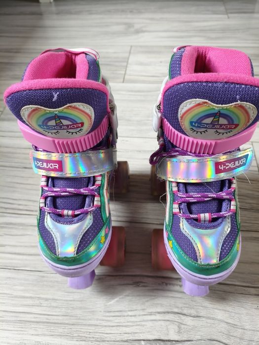 Wrotki dziecięce jednorożec świecące kółka LED rozm S 30-33