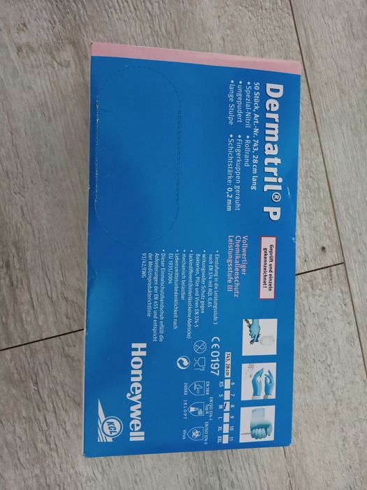 Rekawiczki Nitrylowe CHEMOODPORNE kcl Dermatril 743 "lateksy"