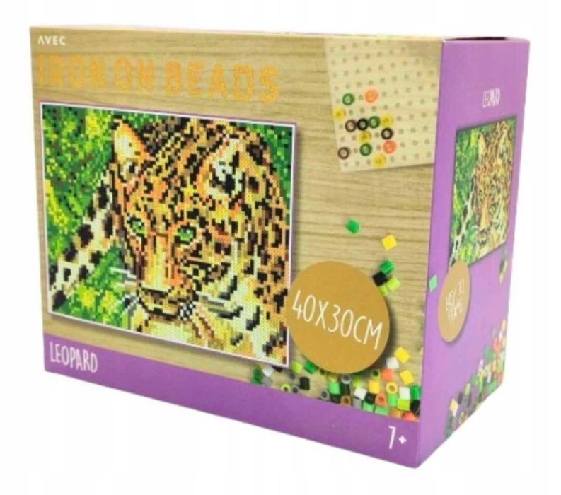 Koraliki do prasowania LEOPARD prasowanki 40x30cm Obraz z koralików Av