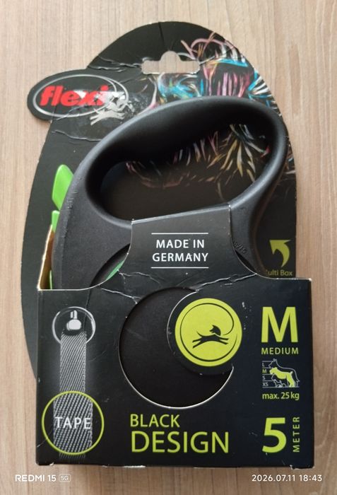 Поводок-рулетка Flexi Black Design M 5м лента