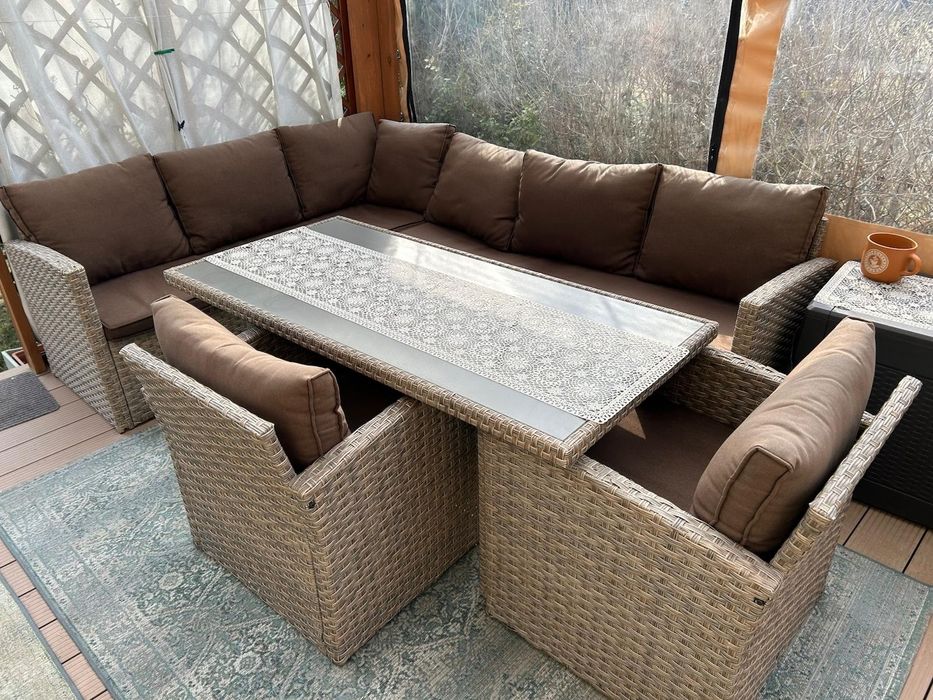 Zestaw ogrodowy narożnik dwa fotele i stół oddam