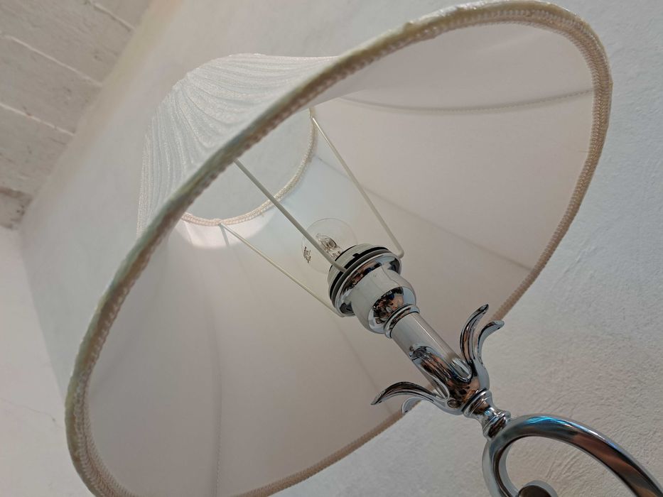 Lampa stołowa włoska chromowana srebrna glamour