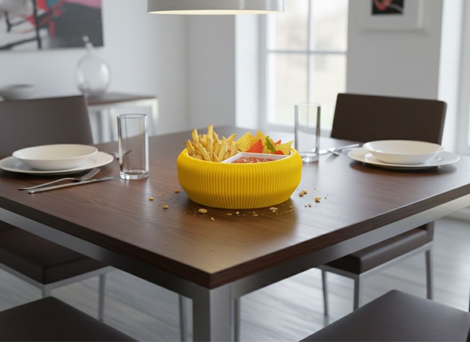 Taça para servir lanches com compartimentos