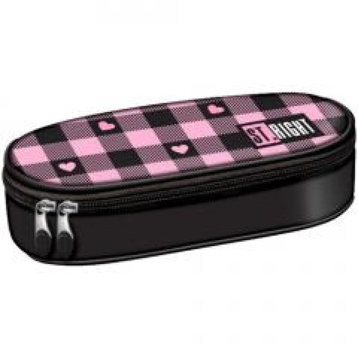 Piórnik saszetka z wewnętrzną klapką Pink Checker ST-MAJEWSKI ,