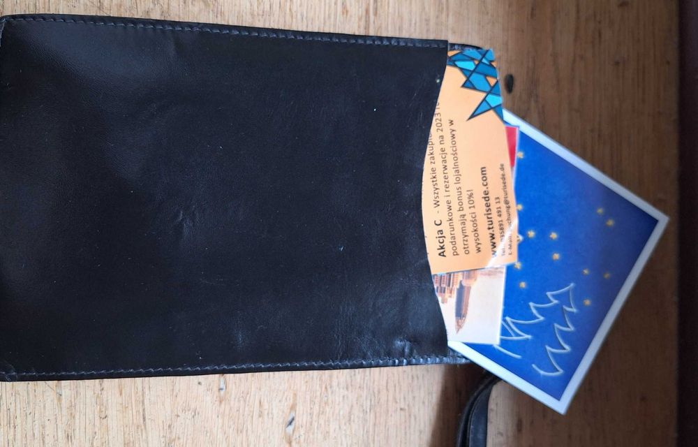 Solidna Saszetka- duży portfel męski skórzany PRL