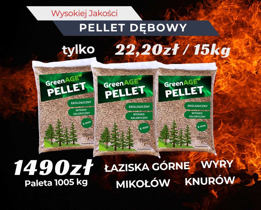 Ekologiczny PELLET Drzewny - Dębowy od producenta Worki 15 KG - 1005KG