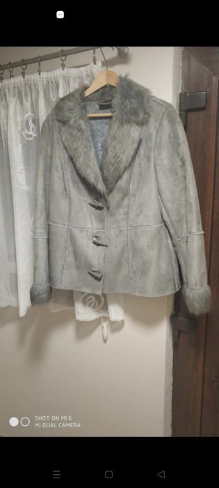 Świetne futerko kożuszek krótki szary