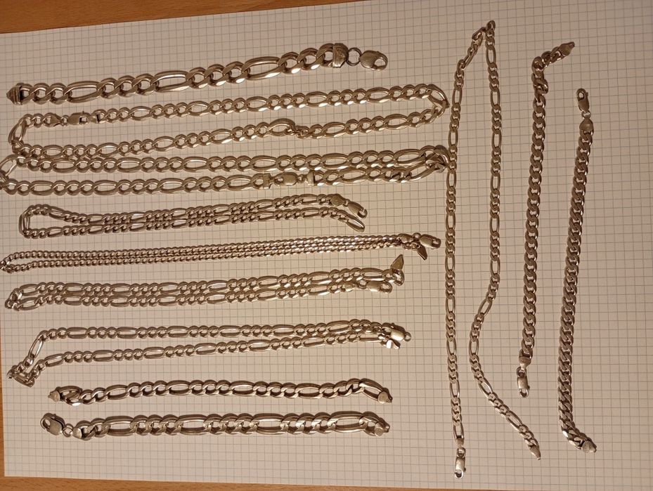 Srebrne łańcuszki. Srebro. Pancerka/figaro