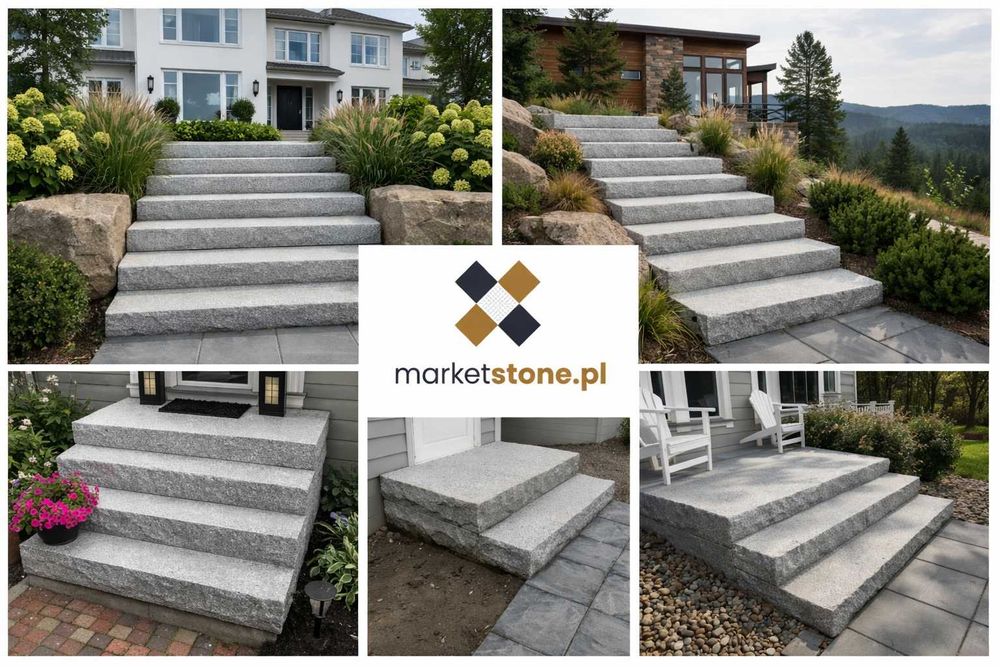 SCHODY GRANITOWE Stopnice Granit na schody PARAPETY Kamień naturalny !