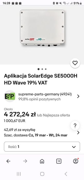 Falownik solar edge se 5000 h nowy okazja