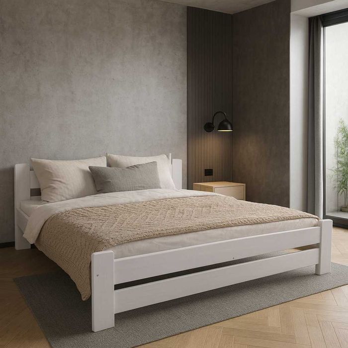 Solidne Łóżko + Materac Sprężynowy  160x200  Podwójne