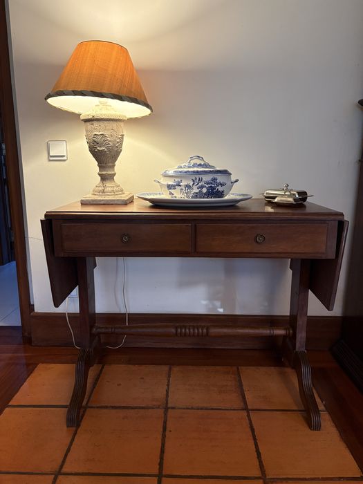 Mesa de Apoio / Secretária Antiga com Abas (Sofa Table) Estilo Inglês