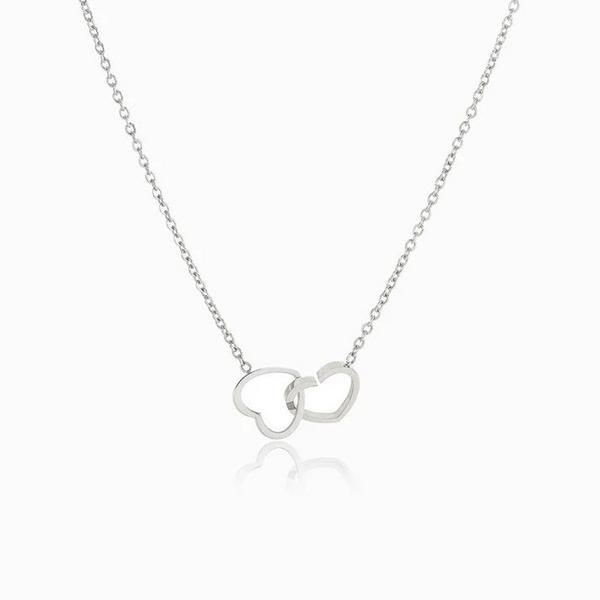 Colar Colar Corações CL1002 (Prateado e Dourado)