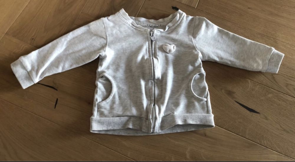 Reserved szara bluza dziewczęca na zamek rozpinana rozmiar 74