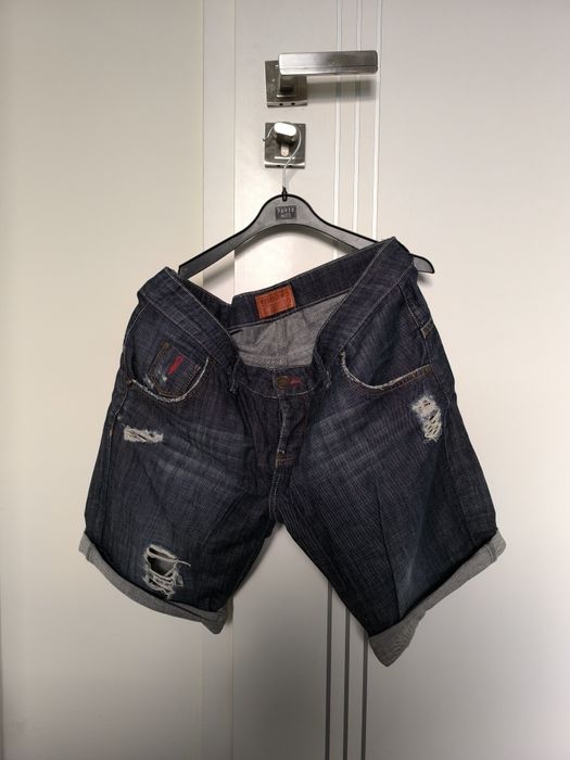 Ciemno jeansowe męskie spodenki - szorty dżinsowe