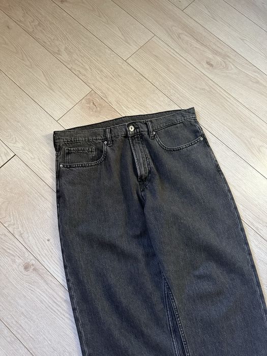 Базові чоловічі чорні джинси baggy в міру широкі washed L , Л варенки